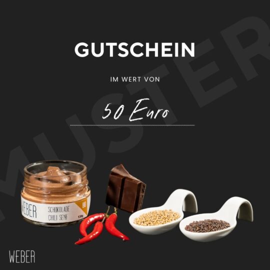 Schenke Genuss mit einem Gutschein von Weber Senf! Ob für leidenschaftliche Feinschmecker, kreative Köche oder Senfliebhaber – mit unserem Gutschein wird jeder Einkauf zum persönlichen Geschmackserlebnis. Der Gutschein kann flexibel im Wert von 50, 100, 150 oder 200 Euro erworben werden und ist die perfekte Wahl für alle, die hochwertige Bio-Senfspezialitäten verschenken möchten.